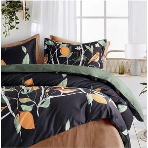 eikei Modern Mid Century Botanical Print Queen Duvet Cover 100% Egyptian Cotton‎